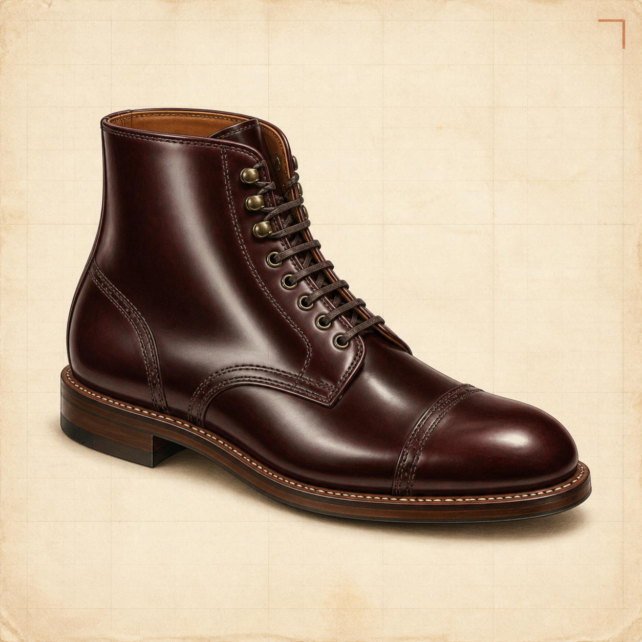 Alden CAP TOE BOOTの参考イラスト