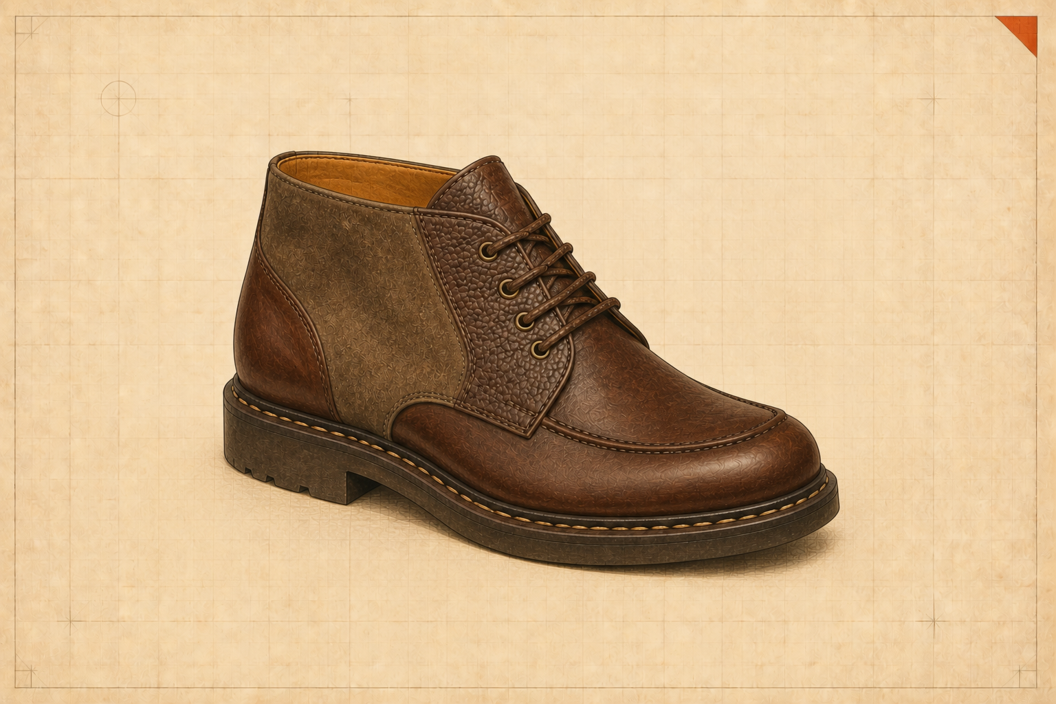 Paraboot SPECIAL CHUKKA MAIDENS SHOP × ARPENTEUR別注の参考イラスト