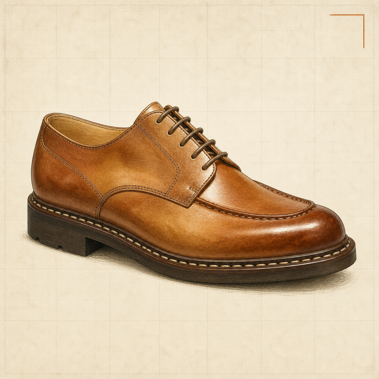 Paraboot NATURAL CORDOVAN CHAMBORD UNITED ARROWS別注の参考イラスト